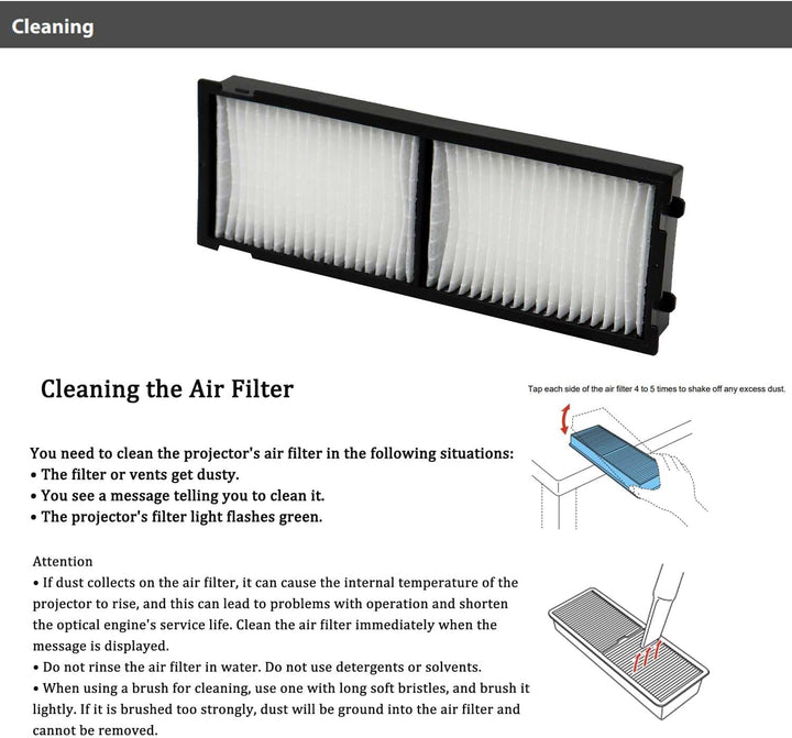Aimdio ELPAF38 Beamer Luftfilter für EPSON ELPAF38 EH-TW6100W EH-TW6100 EH-TW6000W EH-TW6000 EH-TW59