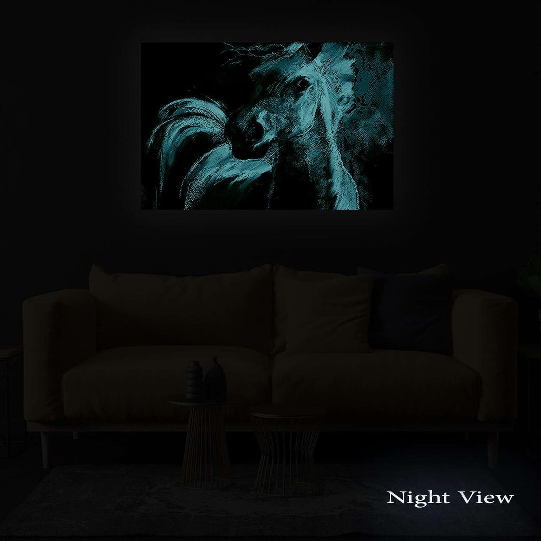 Startonight Bilder Weisse Aquamarine Pferd, Leinwandbilder Moderne Kunst, Tiere Wanddeko Kunstdrucke