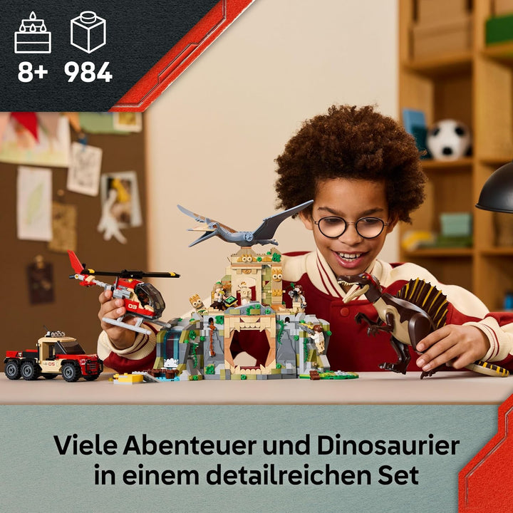 LEGO Jurassic World Spinosaurier & Quetzalcoatlus: Hubschrauber-Einsatz – 2 Spielzeug-Dinosaurier, H