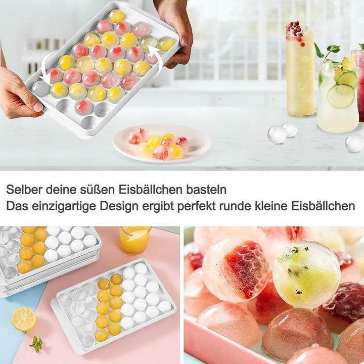 Miaowoof Eiswürfelform mit Deckel und Behälter, 2,5 cm x 99 Stück Runde Eiswürfel, Non-BPA Eiswürfel