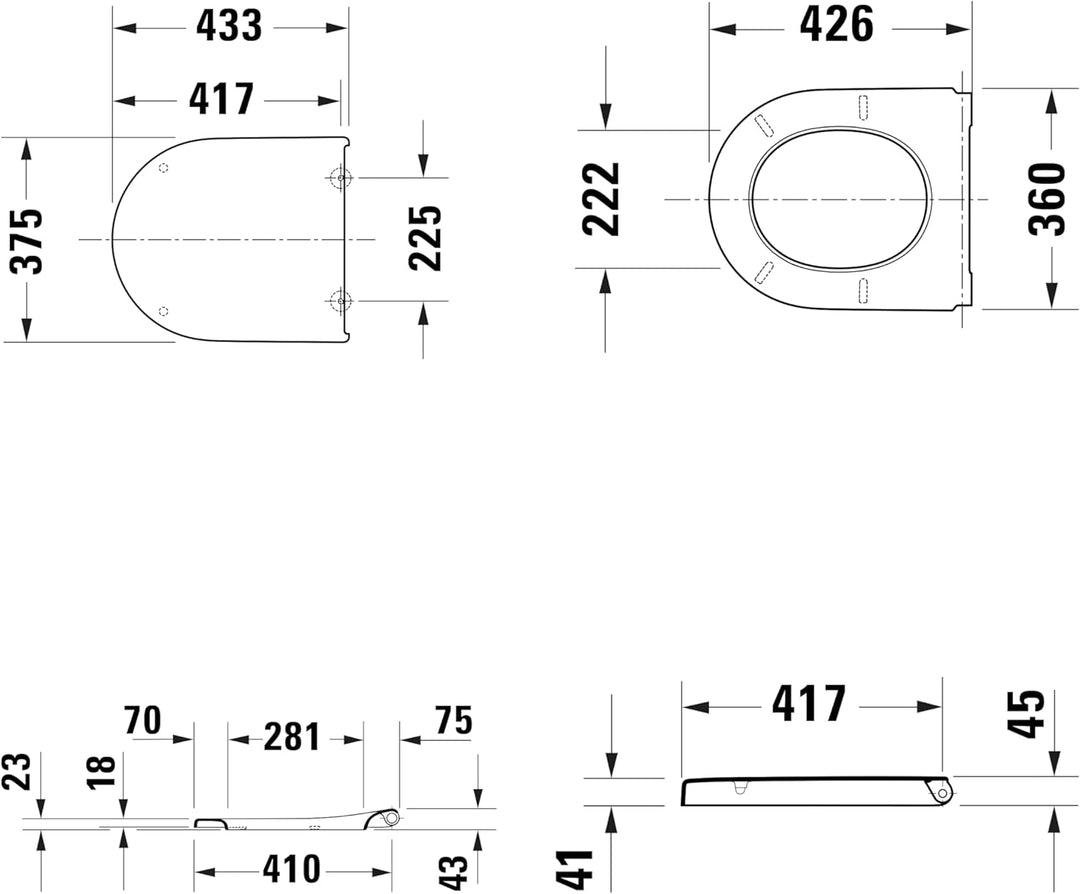 Duravit WC-Sitz Univavo, D-shaped Compact, Klobrille mit doppelter Absenkautomatik, Toilettendeckel