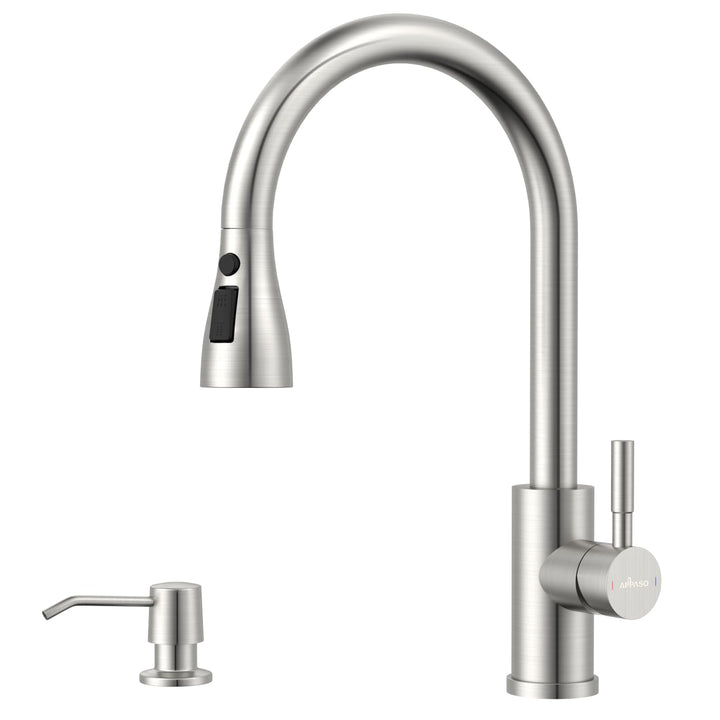 APPASO Wasserhahn Küche mit Spülmittelspender, Küchenarmatur Ausziehbar Hochdruck, Mischbatterie Küc