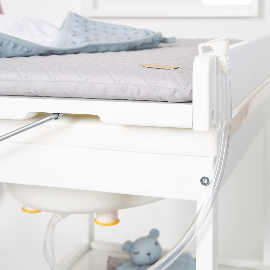 roba Bade Wickel Kombination + Wickelauflage Style grau - Mobiler Kombi Wickeltisch mit integrierter