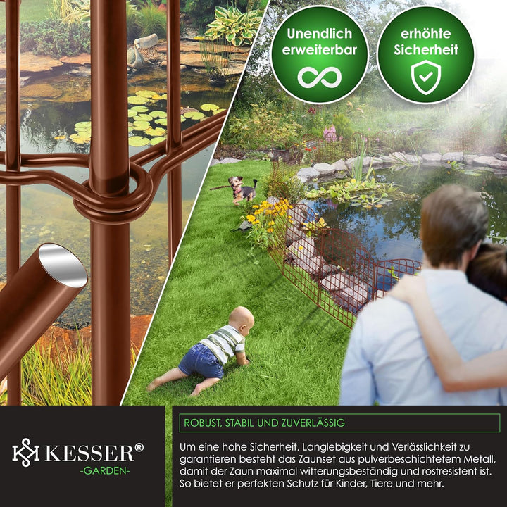 KESSER® Teichzaun Gartenzaun Steckzaun Komplettset Metall 5x Oberbogen Rund Inkl. Handschuhe, 1x Ham