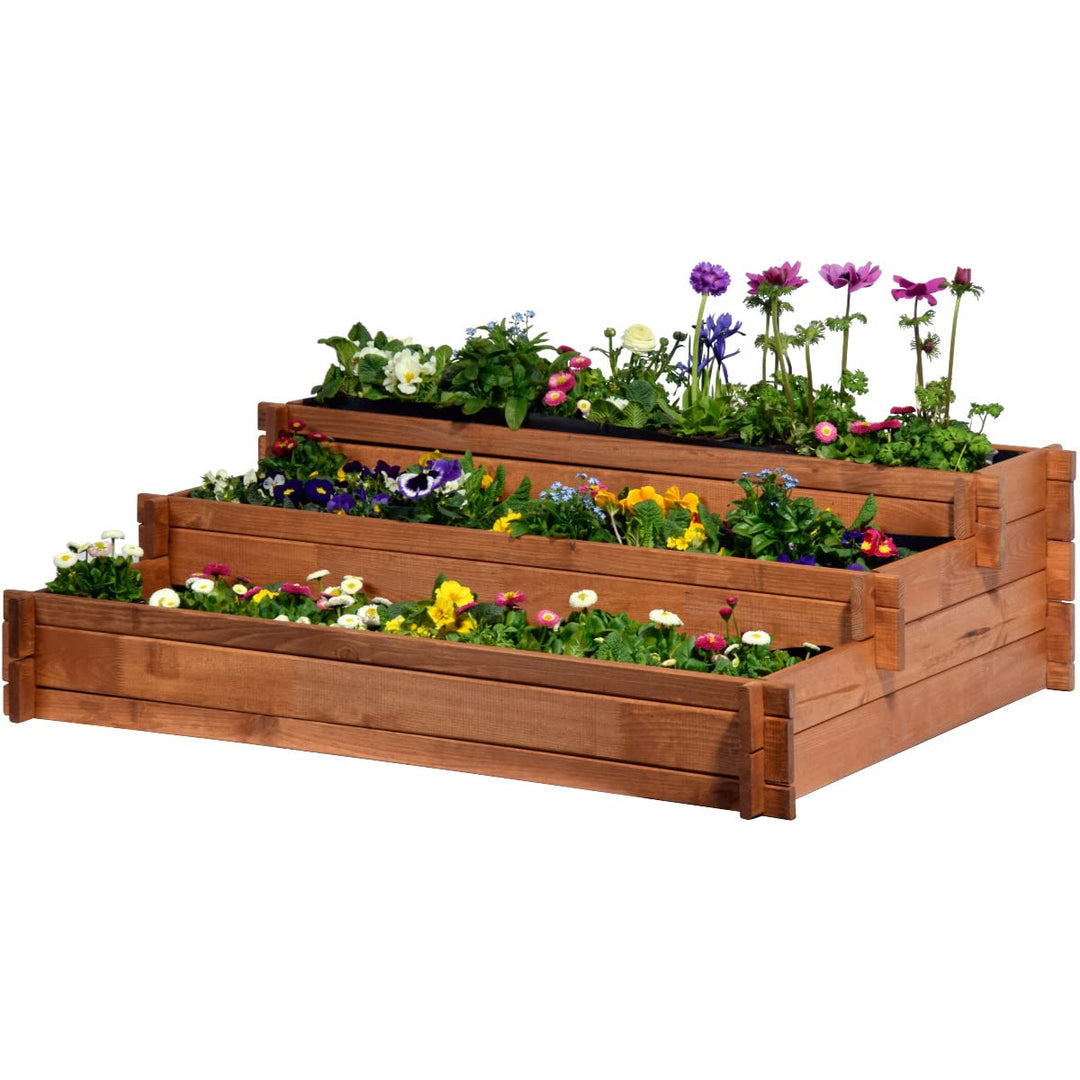 dobar® 58180FSC Hochbeet Peru Blumenbeet Dreistufig | Kräuterbeet Massivholz Stecksystem | Grosse Bl
