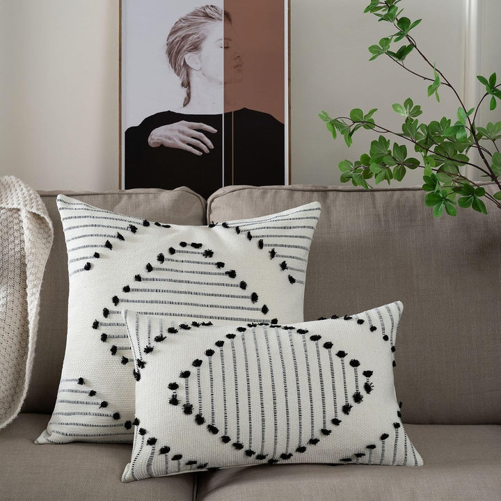 2er Set Boho Kissenbezug, 45x45cm Dekorative Kissenhülle Boho Dekokissen Baumwolle Kissenbezüge Sofa