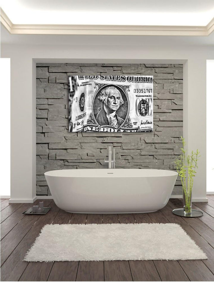 Pixxprint Geldschein Dollar als Leinwandbild/Grösse: 100x70 cm/Wandbild/Kunstdruck/fertig bespannt,