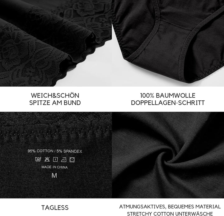 Wealurre Unterhosen Damen, Unterwäsche Frauen Baumwolle Hohe Taille Slip Damen Unterwäsche Spitze 5e