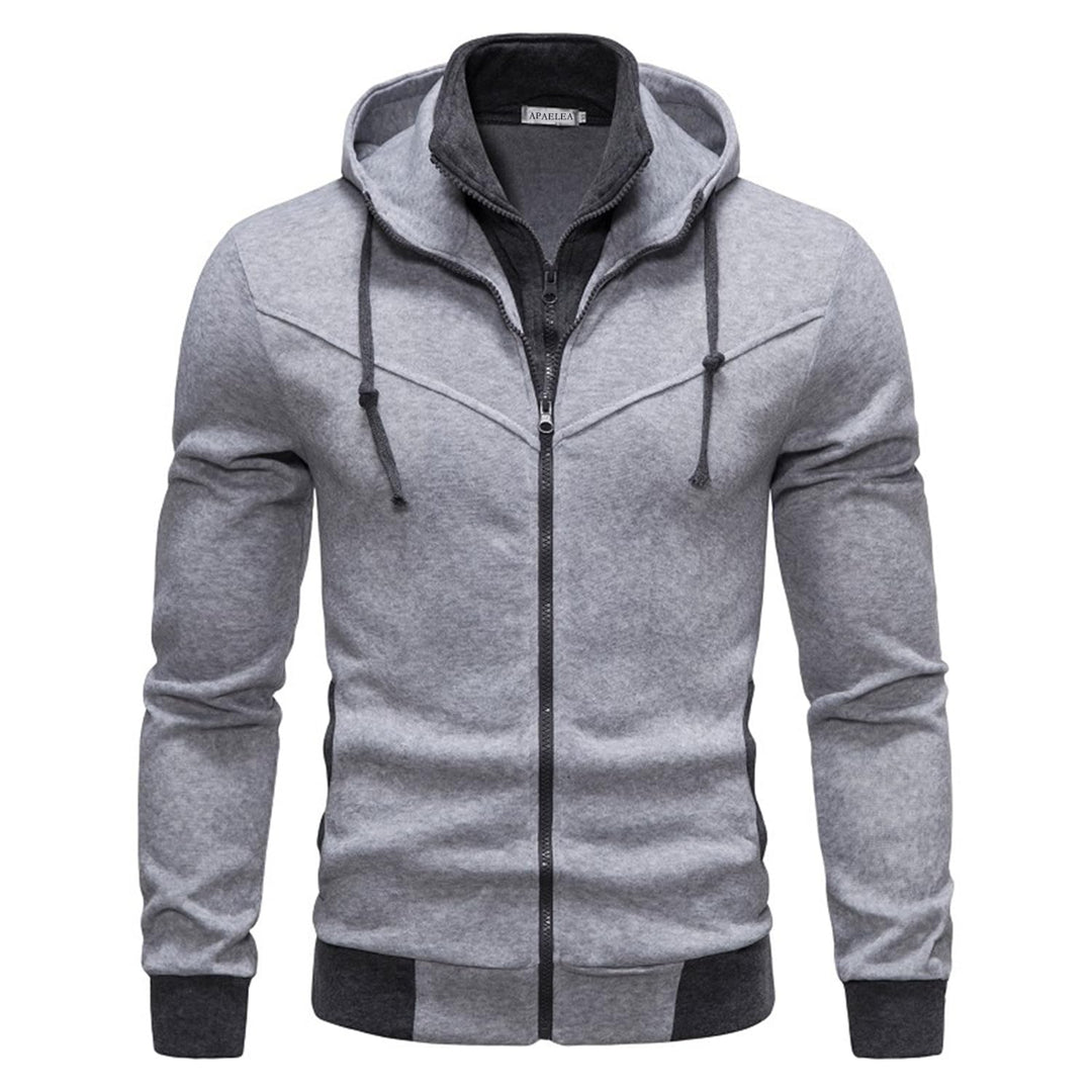 Hoodie Herren Reissverschluss Kapuzenpullover Fleece Kapuzenjacke Fake Two-Piece Sweatjacke XXL Grau