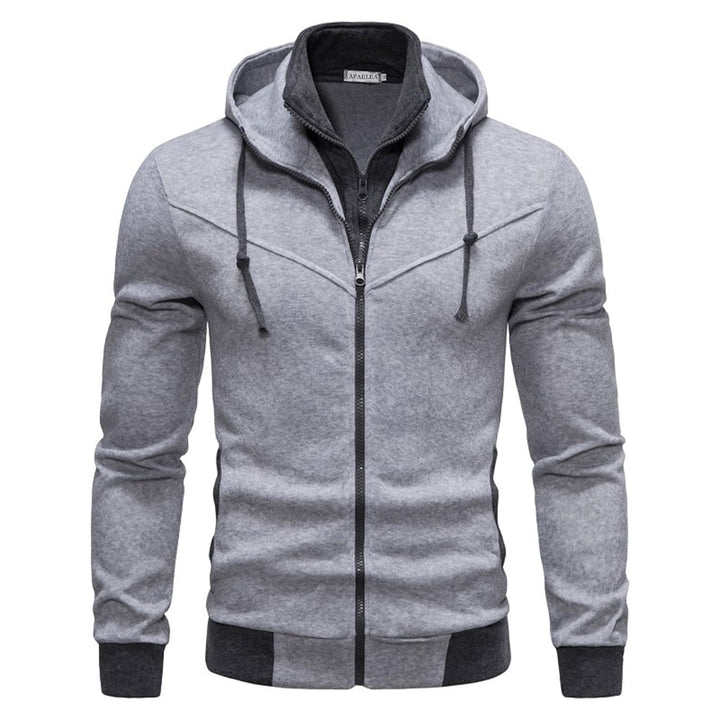 Hoodie Herren Reissverschluss Kapuzenpullover Fleece Kapuzenjacke Fake Two-Piece Sweatjacke XXL Grau