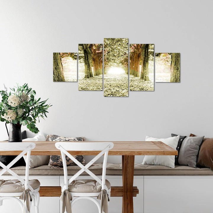 Runa Art Wandbilder Wald Landschaft 5 Teilig Bild auf Vlies Leinwand Deko Schlafzimmer Wohnzimmer Na