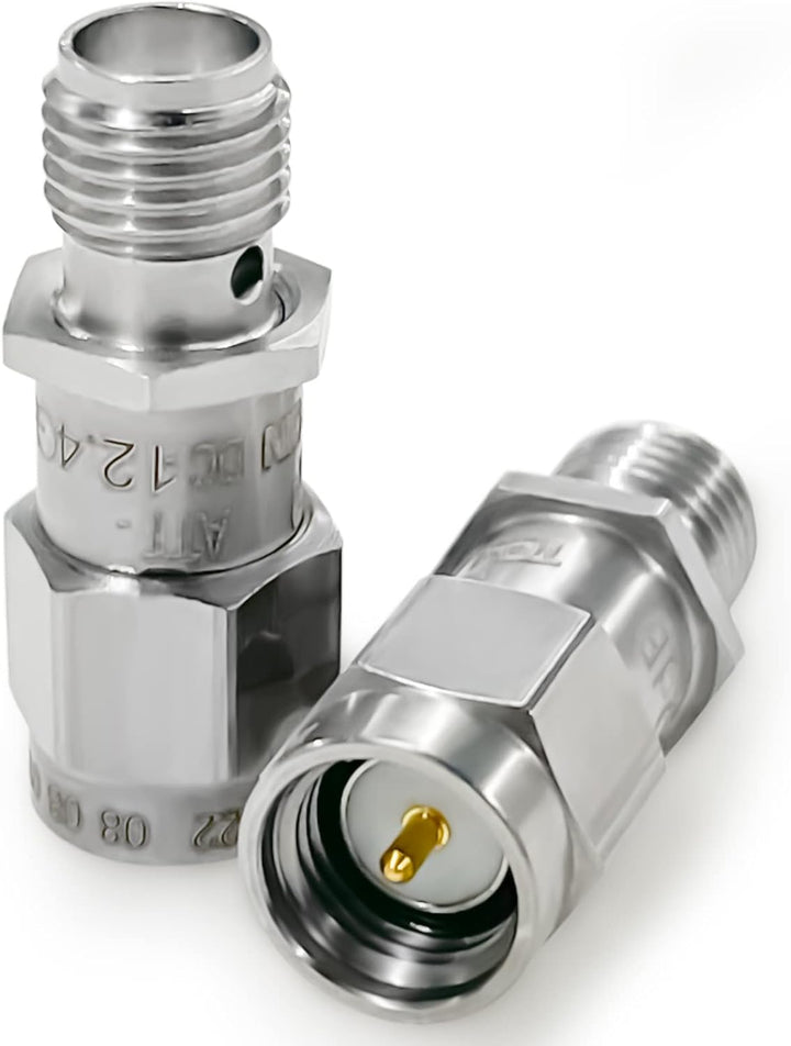 2PCS RF Koaxial-Dämpfungsgerät, 12.4GHz 3dB 2W 50Ohm SMA Stecker auf SMA Buchse Fester Dämpfungsregl