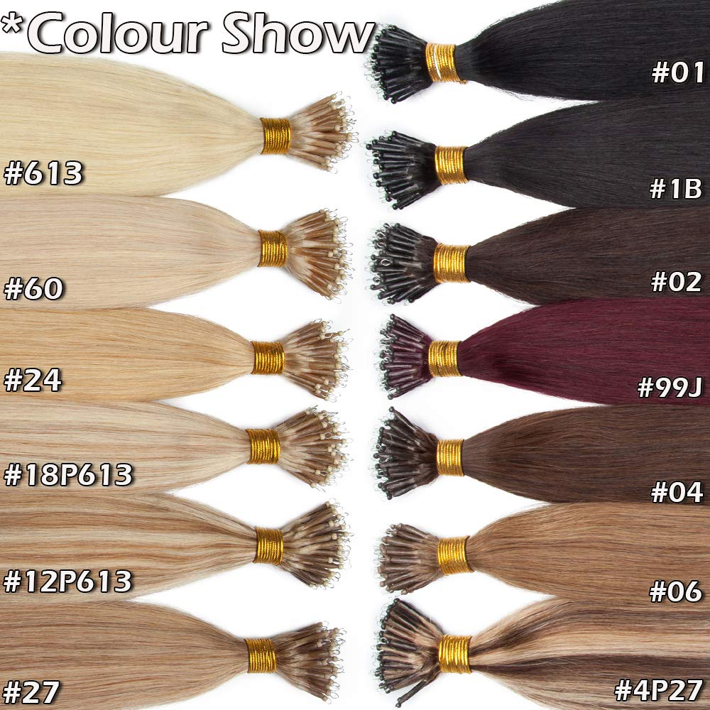 Nanoring Extensions Echthaar 1g Haarteile Echthaar Nano Haarverlängerung 7A Remy Hair Extensions 50