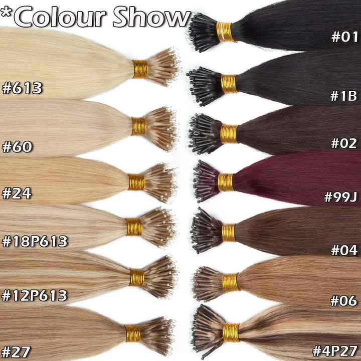 Nanoring Extensions Echthaar 1g Haarteile Echthaar Nano Haarverlängerung 7A Remy Hair Extensions 50