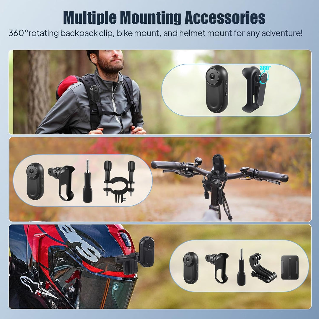 Mini Action Cam mit 64G Speicherkarte, 1080P HD und 130° Weitwinkel, Tragbare Kabellose Magnet Actio