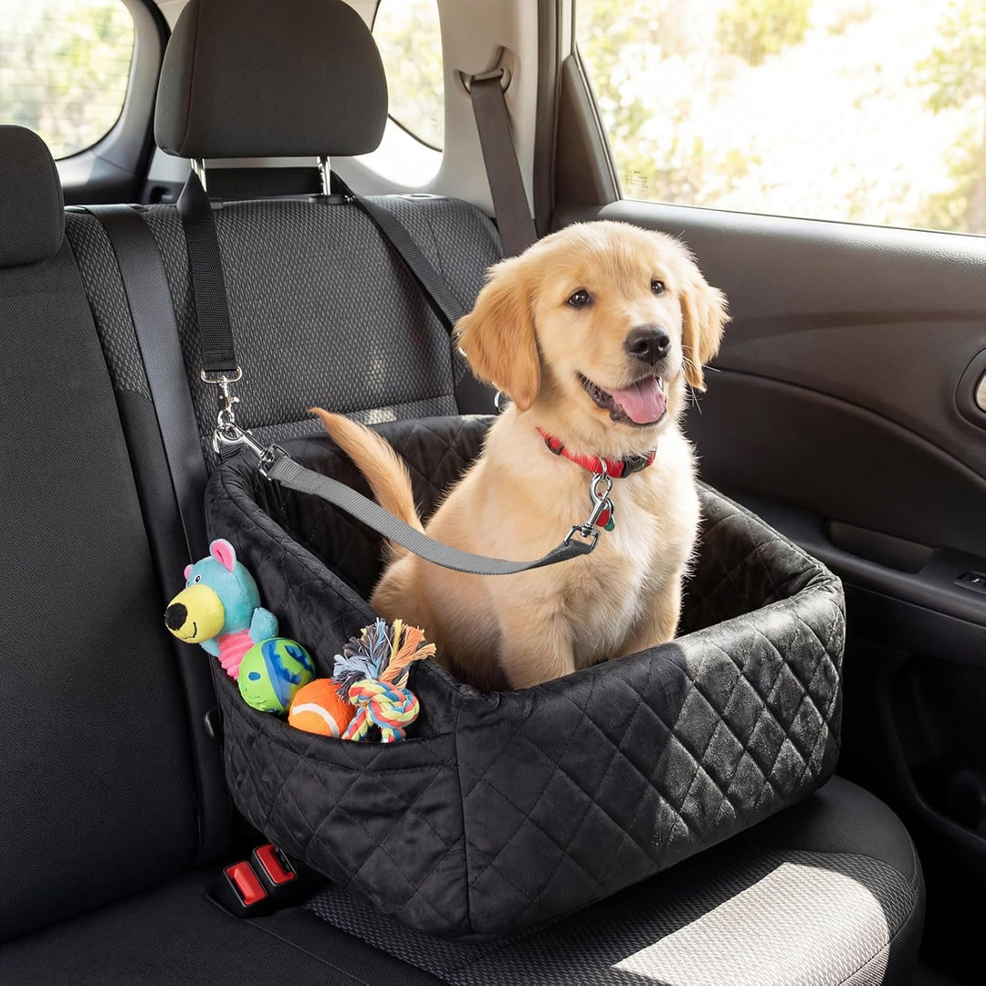 COSTWAY Hunde Autositz für kleine bis mittlere Hunde, Hundeautositz mit Sicherheitsleinen zum Anklip