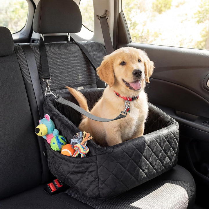 COSTWAY Hunde Autositz für kleine bis mittlere Hunde, Hundeautositz mit Sicherheitsleinen zum Anklip