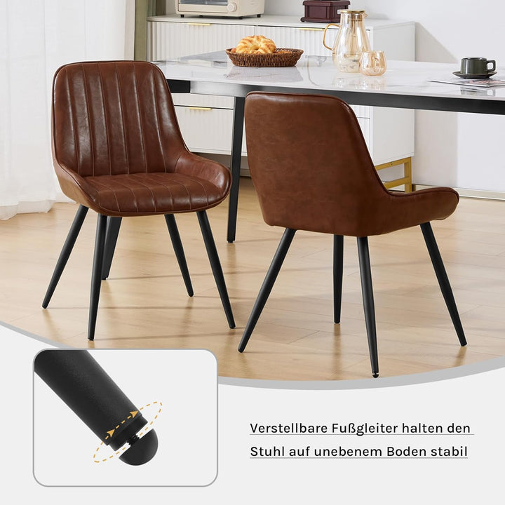 Lestarain 2 Stücke Esszimmerstühle, Retro Küchenstuhl Polsterstuhl Wohnzimmerstuhl Sitzfläche Aus PU
