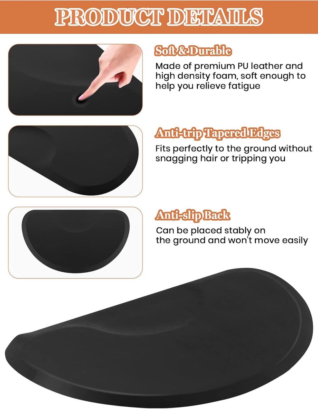 3 Fuss x 5 Fuss Salonmatte, Kalolary Anti Ermüdungs Salon Bodenmatte für Runde Stuhlbasis Friseur Sc