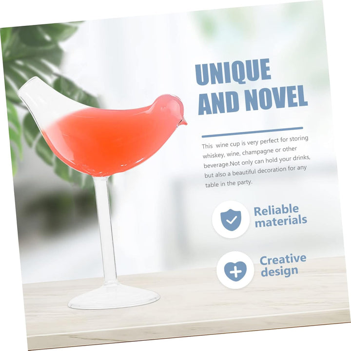 HEMOTON Weinflöten aus Glas, Vogelform, Cocktailglas, transparent, für Champagner, Wein, Trinkkelch,