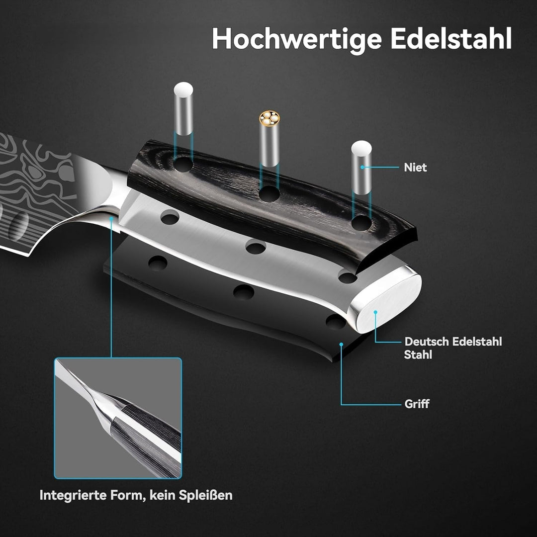 Santoku Messer 18 cm Japanisches Küchenmesser Chefmesser aus EN 1.4116 Edelstahl Scharfe Klinge mit