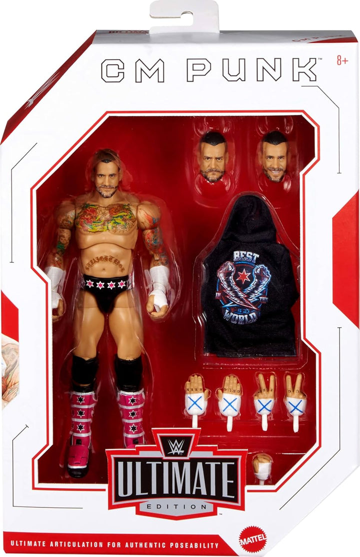 Mattel WWE Ultimate Edition Actionfigur &amp; Zubehör Set, CM Punk 15,2 cm Sammlerstück, austauschbare K