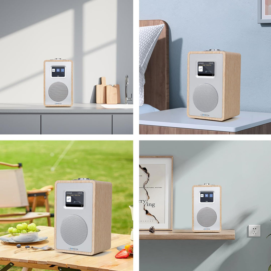 LEMEGA CR4+ DAB Radio Mit Bluetooth (Holzgehäuse,Tragbares DAB Plus Radio,Küchenradio,UKW-Radio,Dopp