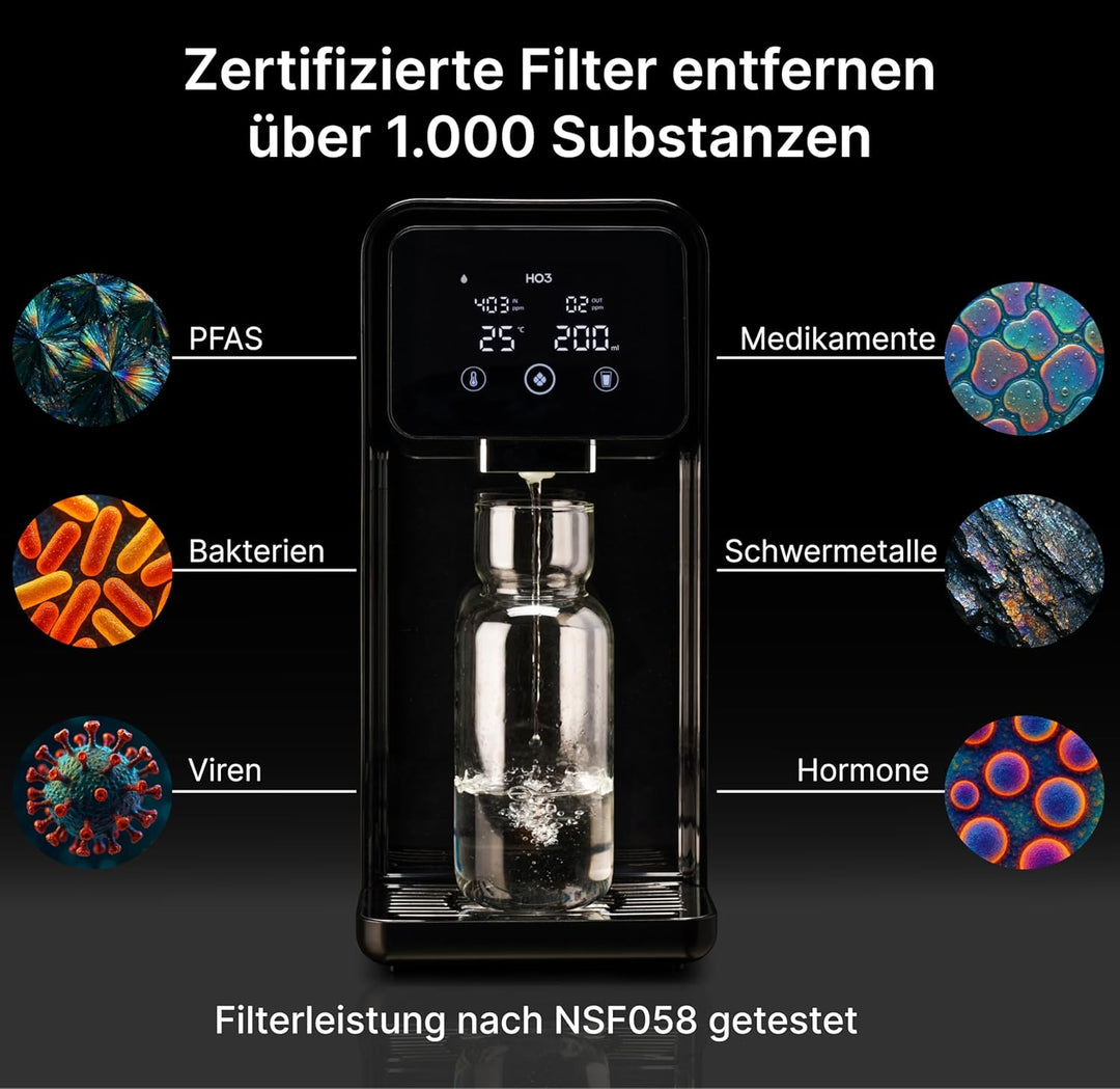 HO3 Home One Auftisch Osmoseanlage für Trinkwasser mit 4 Temperaturstufen (RT, 50, 85, 95°C), 5 Stuf