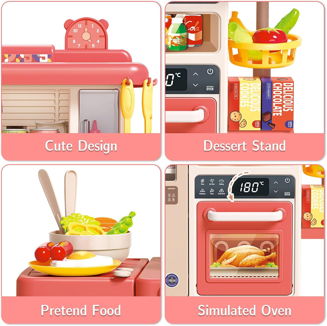 deAO Kinderküche “My Little Chef“ mit Sounds und Licht, Dampf, 50PCS kinderküche zubehör enthalt Ges