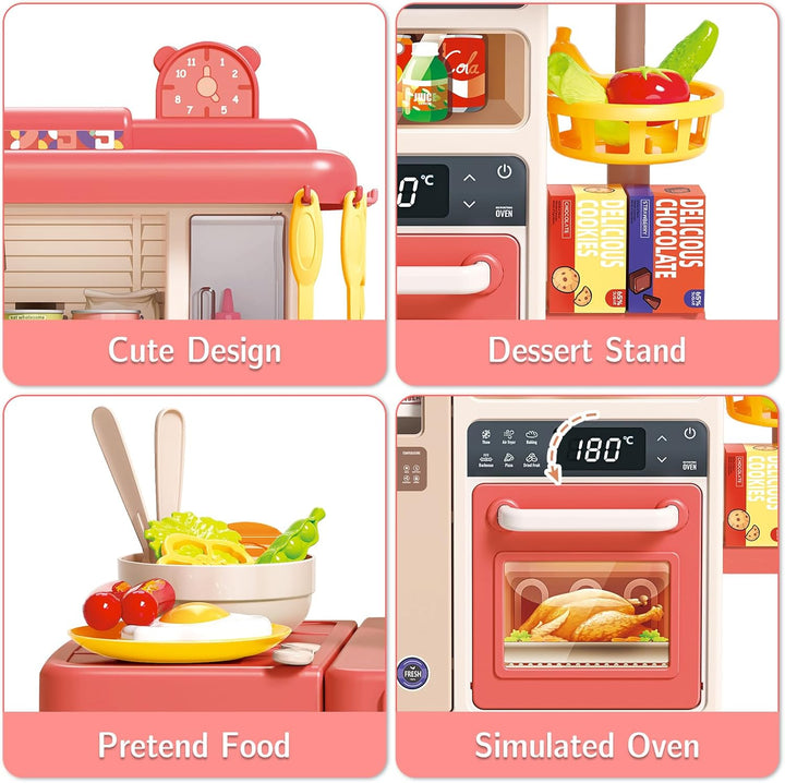 deAO Kinderküche “My Little Chef“ mit Sounds und Licht, Dampf, 50PCS kinderküche zubehör enthalt Ges