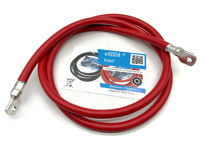 Exoda Batteriekabel 70 mm² 1,8m Kabelschuhe M8 und M10 Rot flexibles Kabel für Auto Boot Motorrad ma