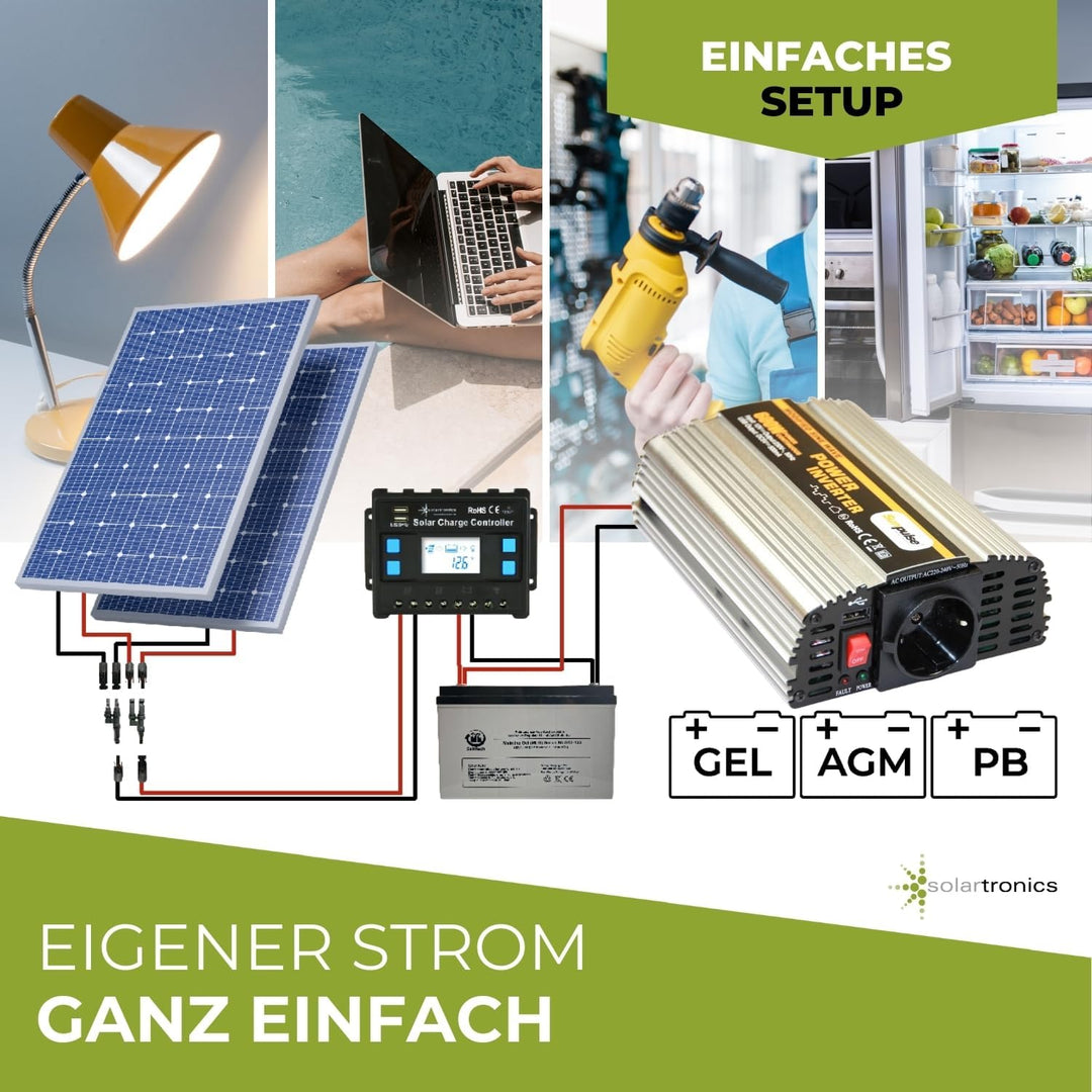 SOLARTRONICS NS600 Spannungswandler 12V 230V modifizierter Sinus 600W/1200W Wechselrichter 12V auf 2