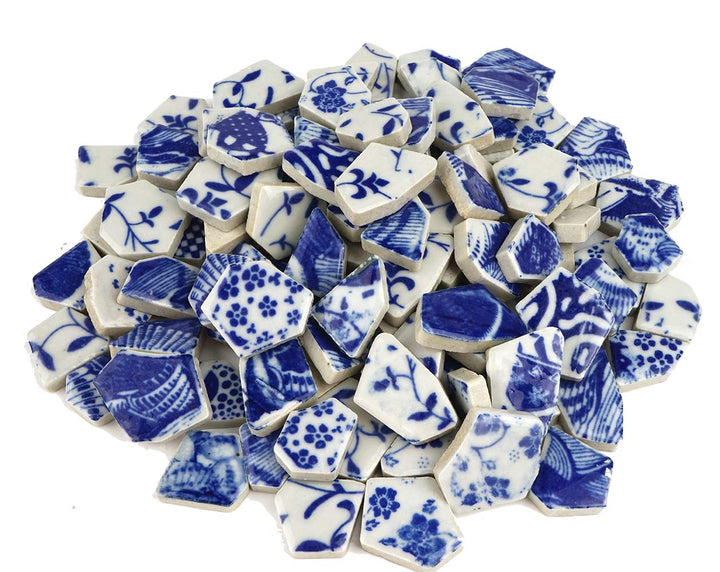 Lanyani Porzellan-Fliesen-Sortiment mit zerbrochenen Keramikfliesen in Blau und Weiss, für Mosaikarb