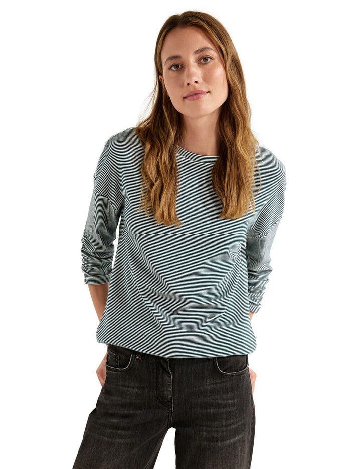 Cecil Damen T-Shirt 3/4 Arm Gestreift S Vanilla White, S Vanilla White