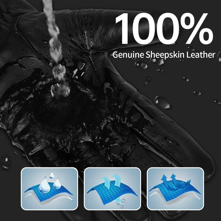 BISON DENIM Damen Winter Lederhandschuhe Warme Kaschmirhandschuhe Handschuhe Touchscreen-Funktion Ro