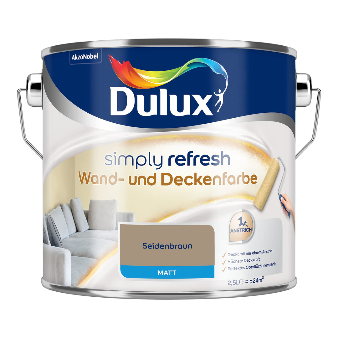 Dulux Simply Refresh Wand- und Deckenfarbe Seidenbraun 2,5l 2.50 l (1er Pack) Seidenbraun, 2.50 l (1