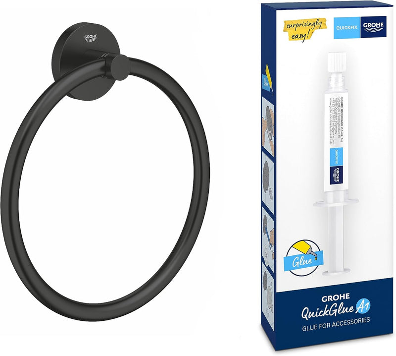 Bundle aus GROHE Start - Handtuchring (verdeckte Befestigung, geeignet zum Bohren oder Kleben), matt