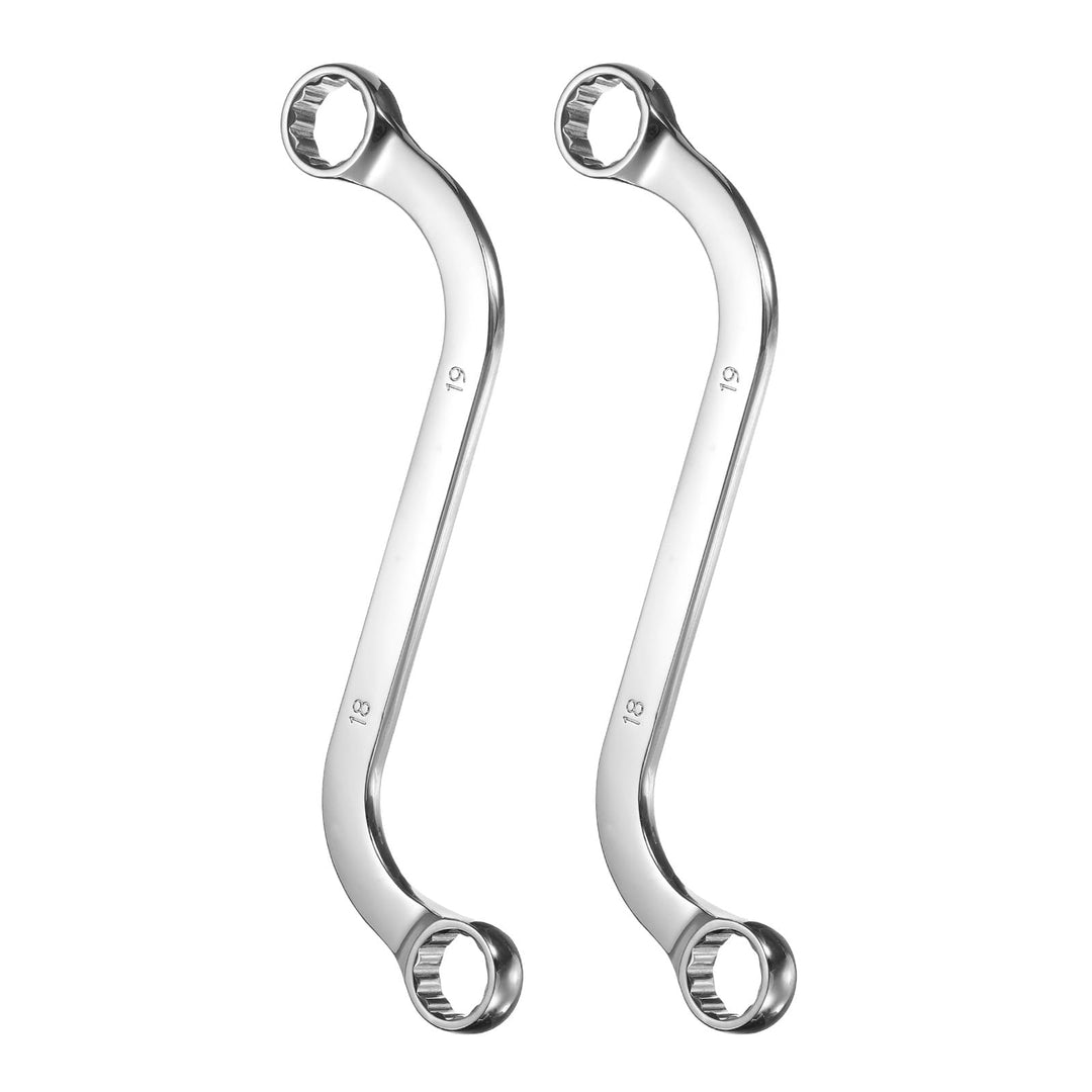 QUARKZMAN 2 Stück 18mm x 19mm Doppel Ringschlüssel Metrischer 12-Punkt S-Form Verchromt 45# Stahl Sc