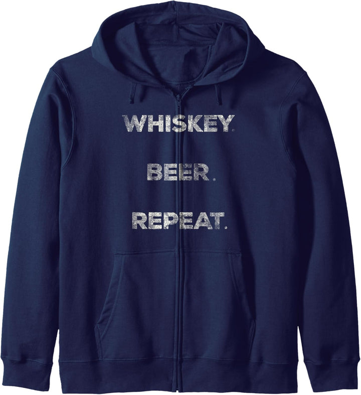 Whiskey Beer Repeat Vintage Kapuzenjacke