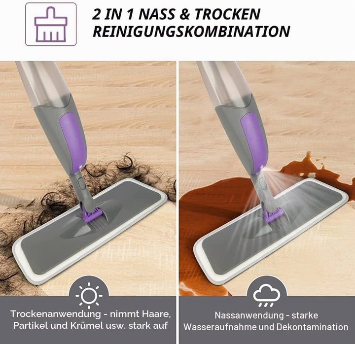 Wischer mit Sprühfunktion - HOMSIER Spray Mop Bodenwischer Sprühwischer für Schnelle Reinigung mit 5