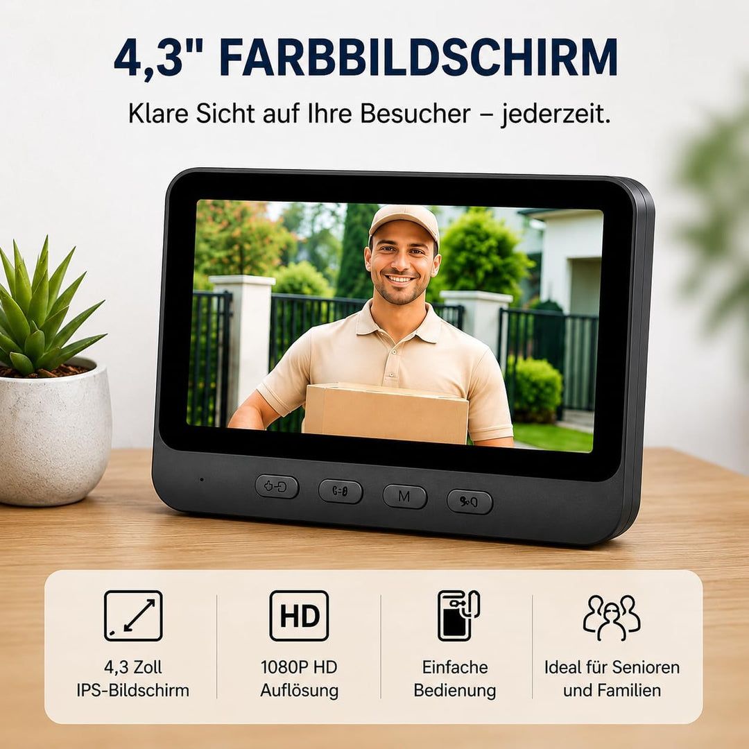 TKMARS Türklingel mit Kamera 1080P Videotürklingel Funkklingel mit Kamera IP65 Wasserdicht Smarte Tü