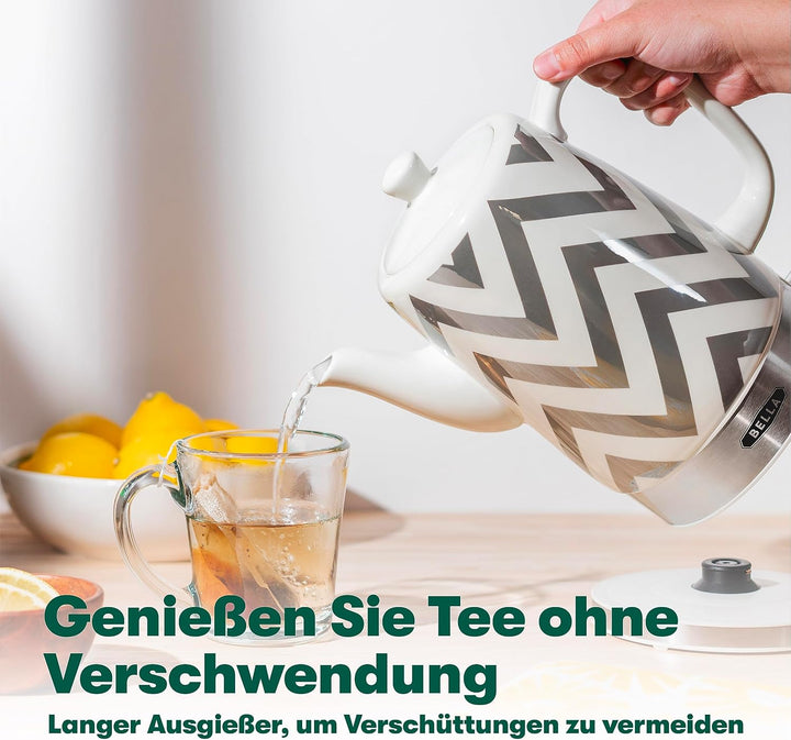 bella Elektrischer Wasserkocher & Teekessel – Keramik-Wassererhitzer mit abnehmbarem Drehfuss, Absch