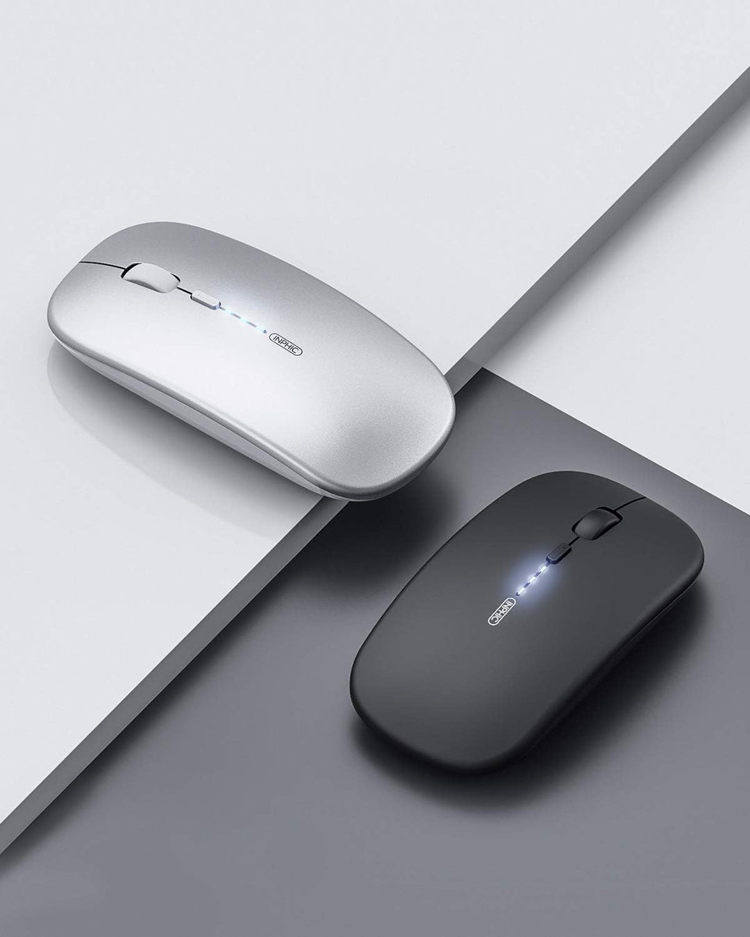 inphic Maus Kabellose wiederaufladbar, Ultra Slim 2.4G Leise Funkmaus Optische Computermaus 2400 DPI