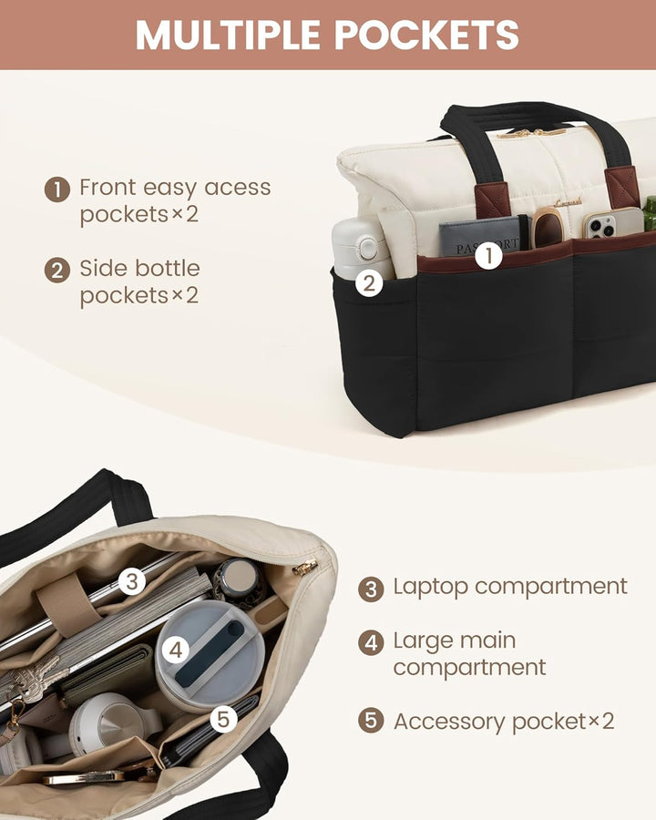 LOVEVOOK Handtasche Shopper Tasche Damen, 15,6 Zoll Puffer Laptoptasche Leicht Laptop Arbeitstasche
