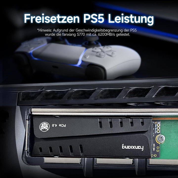M2 SSD 4TB Nvme M.2 2280 Interne SSD Festplatte PCIe 4.0 mit Kühlkörper, 7450MB/s Lesen, 6800MB/s Sc