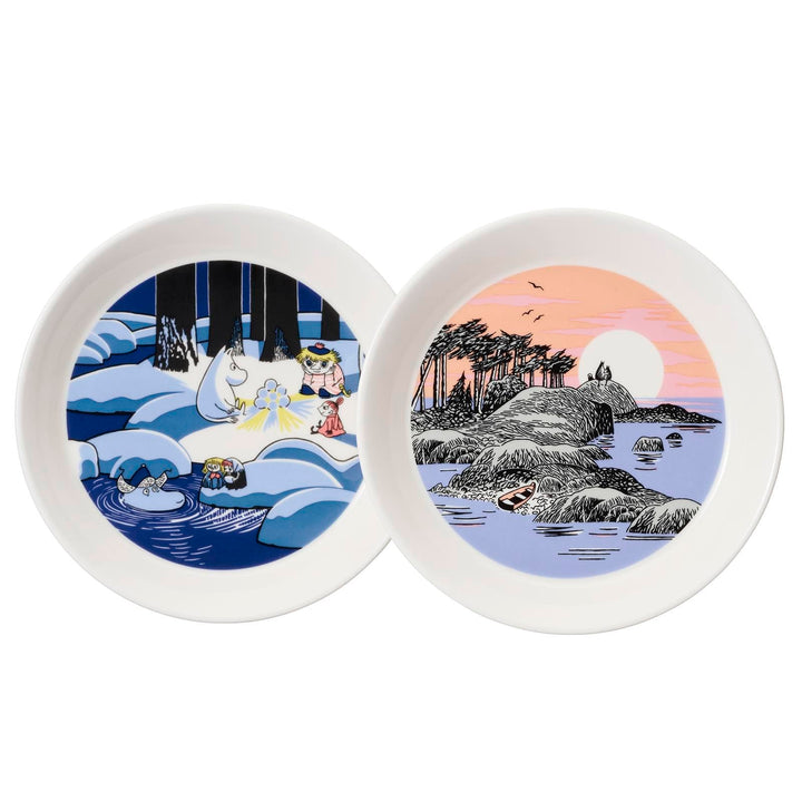 Teller 19cm, Schneelaterne und Mumins-Tag 2er-Set