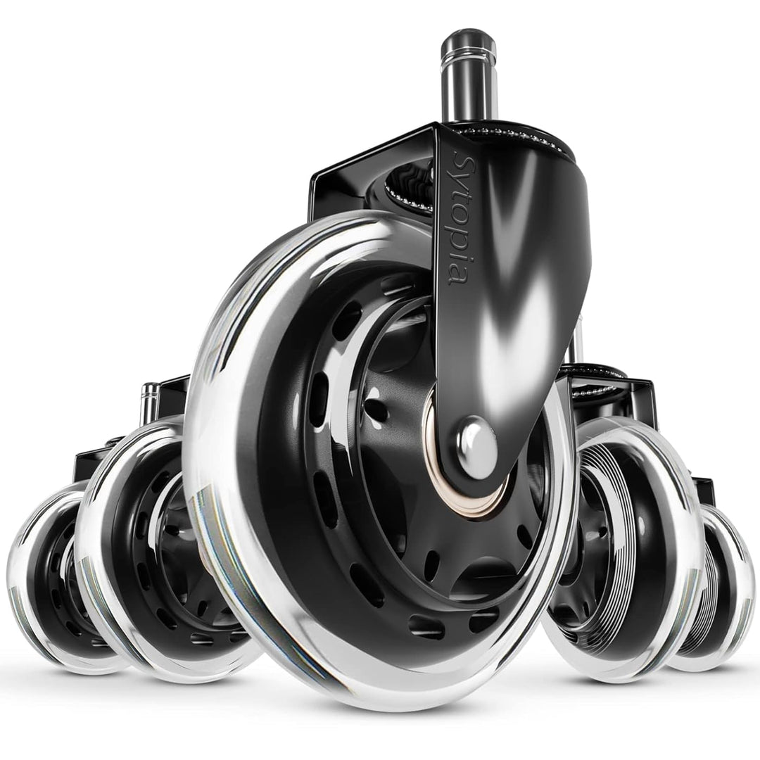 Sytopia Bürostuhl Rollen 10mm, 5er Set Rollen für Bürostühle, Super Leise und Weiche Hartbodenrollen