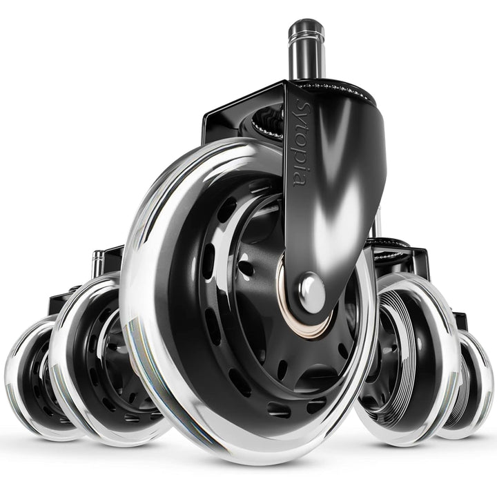 Sytopia Bürostuhl Rollen 10mm, 5er Set Rollen für Bürostühle, Super Leise und Weiche Hartbodenrollen