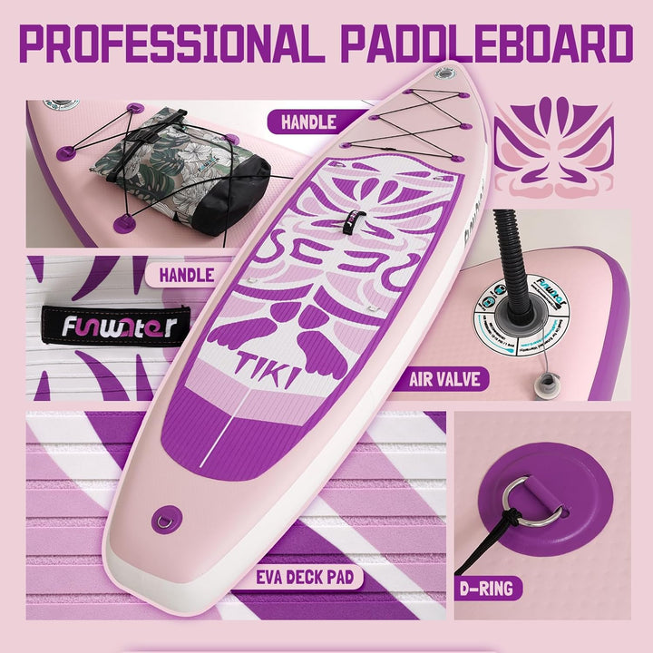 FunWater Aufblasbares Stand Up Paddle Board Multifunktionale Paddelboards mit Flossen, Knochleine, S