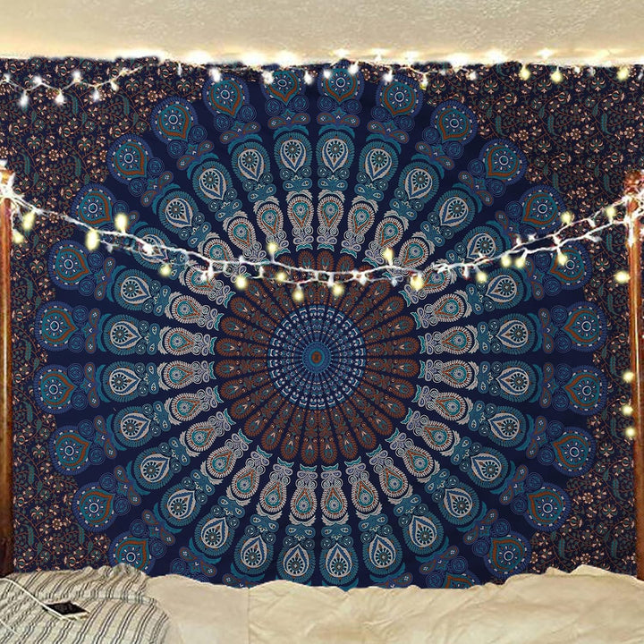 Bless International Indischer Hippie Bohemian Psychedelic Peacock Mandala Wandbehang Bettwäsche Tapi